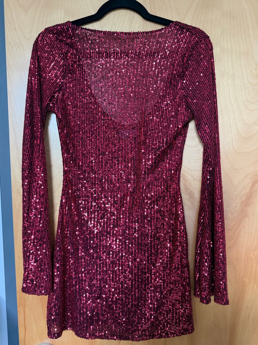 Reclaimed Vintage Red Sequin Long-Sleeve Mini Dress